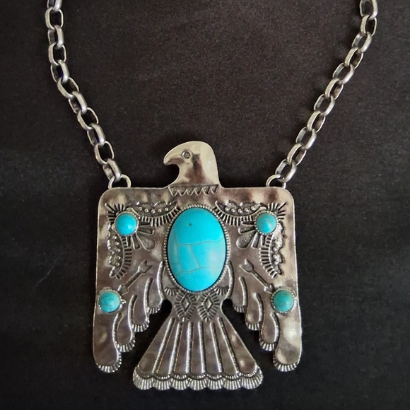 TURQUOISE THUNDERBIRD NECKLACE 18.5" - Picture 3 of 7